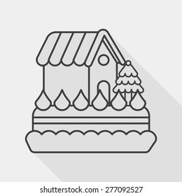 Christmas cake flat icon with long shadow, line icon