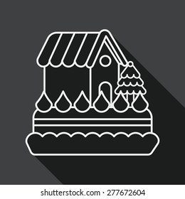 Christmas cake flat icon with long shadow, line icon