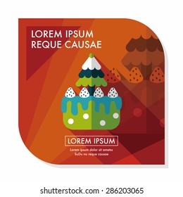 Christmas cake flat icon with long shadow,eps10