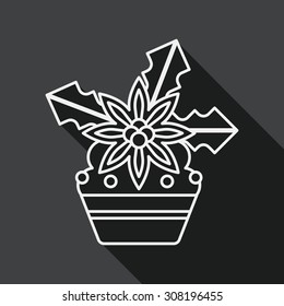 Christmas cake flat icon with long shadow, line icon