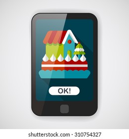 Christmas cake flat icon with long shadow,eps10