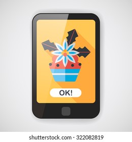 Christmas cake flat icon with long shadow,eps10