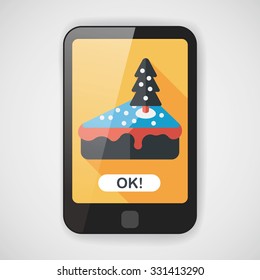 Christmas cake flat icon with long shadow,eps10