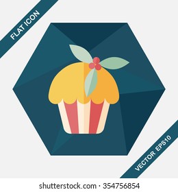 Christmas cake flat icon with long shadow,eps10