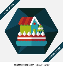 Christmas cake flat icon with long shadow,eps10