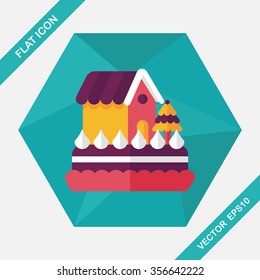 Christmas cake flat icon with long shadow,eps10
