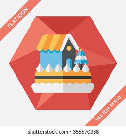Christmas cake flat icon with long shadow,eps10