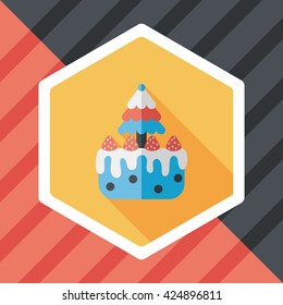 Christmas cake flat icon with long shadow,eps10