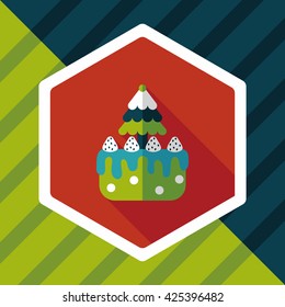 Christmas cake flat icon with long shadow,eps10