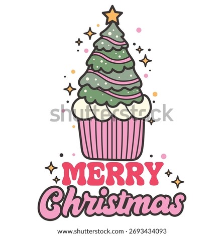 Christmas cake illustration vector, merry christmas