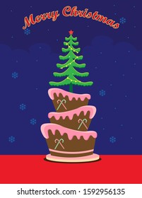 christmas cake isolated vector illustration