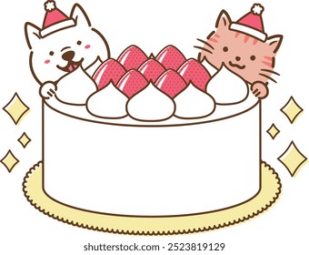 Christmas cake pop and cute frame illustration material_dogs, cats, animals	