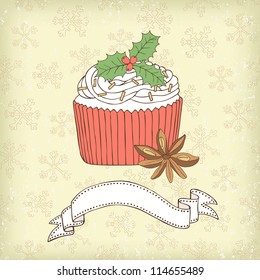 christmas cake retro card