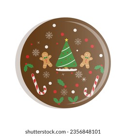 Christmas cake top view.Christmas cake vector illustration.
