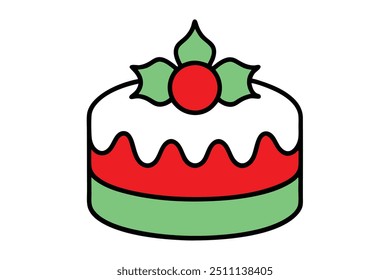 Natal bolo vetor arte linha, ilustração clipart com isolado no fundo branco