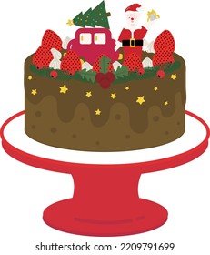 Christmas cake,Christmas background. Wrapping paper. Christmas print supplies. Christmas party happy people celebrating Christmas flat illustration