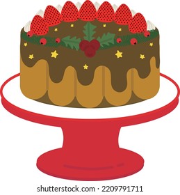 Christmas cake,Christmas background. Wrapping paper. Christmas print supplies. Christmas party happy people celebrating Christmas flat illustration