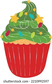 Christmas cake,Christmas background. Wrapping paper. Christmas print supplies. Christmas party happy people celebrating Christmas flat illustration