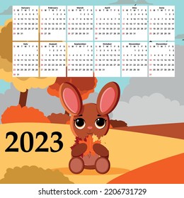 Christmas Calendar 2023 with cute rabbit