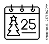 Christmas Calendar 25 December Icon Outline