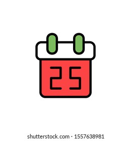 Christmas calendar 25 icon. Isolated on White background