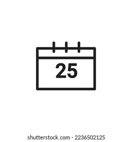 christmas calendar cion vector illsutration on white bcakground.