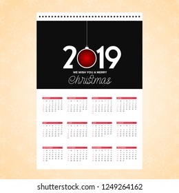Christmas calendar design card with creative background vector