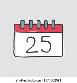 Christmas calendar  in doodle sketch style. Vector illustration.