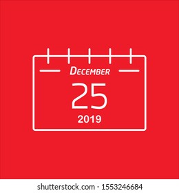 Christmas calendar  element in flat simple style on red background.