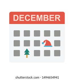 christmas calendar glyph flat vector icon