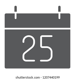 Christmas calendar glyph icon, holiday and month, christmas date sign, vector graphics, a solid pattern on a white background, eps 10.