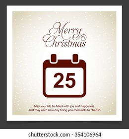 Christmas Calendar Icon Card. Creative Christmas typography vintage Vector background