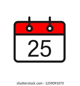 Christmas calendar icon. Date vector sign