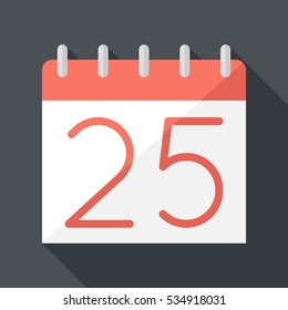 Christmas calendar icon .Flat design style modern vector illustration. Isolated on stylish color background. Flat long shadow icon. Elements in flat design.