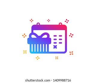 Christmas calendar icon. New year presents day sign. Surprise symbol. Dynamic shapes. Gradient design christmas calendar icon. Classic style. Vector