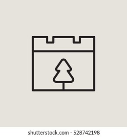 Christmas Calendar Outline Vector Icon