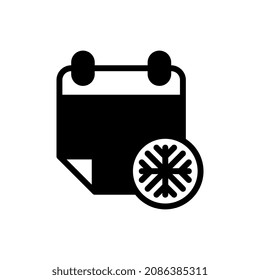 Christmas calendar solid style icon with snowflake. vector illustration for graphic design, website, app. Christmas theme. EPS 10