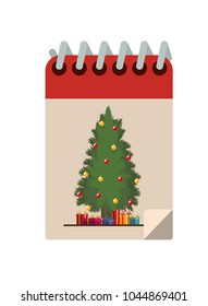 christmas calendar with tree and gifts