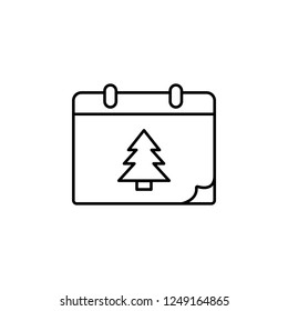 Christmas Calendar with Christmas Tree Single Icon Vector Illustration. Vector icon