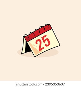 Christmas Calendar Vector Art Illustration on Isolated Object. Christmas Vector Illustration. Christmas Vector Theme Illustration. Christmas Theme Vector Illustration.