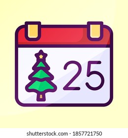 Christmas calendar vector element. Christmas cartoon illustration.