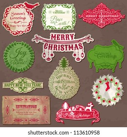 Christmas Calligraphic Design Elements and Vintage Frames - in vector