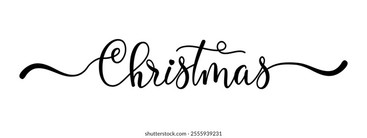 Christmas calligraphic text inscription, Christmas handwritten lettering isolated, Xmas text