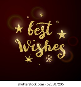 Christmas calligraphy. Handwritten modern brush lettering.Christmas golden glitter design elements set.