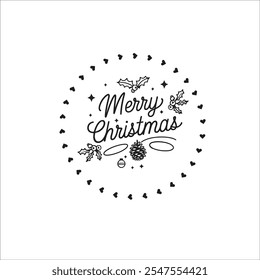 Christmas Calligraphy with Holly Wreath and Berry Accents

 Holiday Greeting Card Merry Christmas with Holly Wreath Design