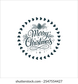 Christmas Calligraphy with Holly Wreath and Berry Accents

 Holiday Greeting Card Merry Christmas with Holly Wreath Design