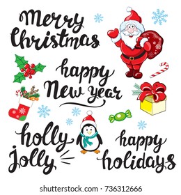 Christmas calligraphy lettering with christmas decoration