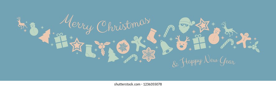 Christmas calligraphy with ornaments. Vector.