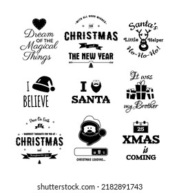 Christmas Calligraphy Quotes Designs. Xmas Typography Labels. Happy Holidays Lettering - Xmas is Coming. Stock vector