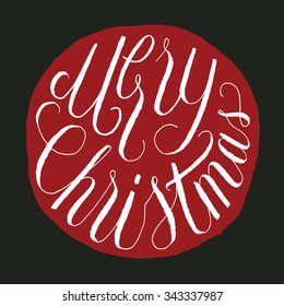christmas calligraphy red ball label.